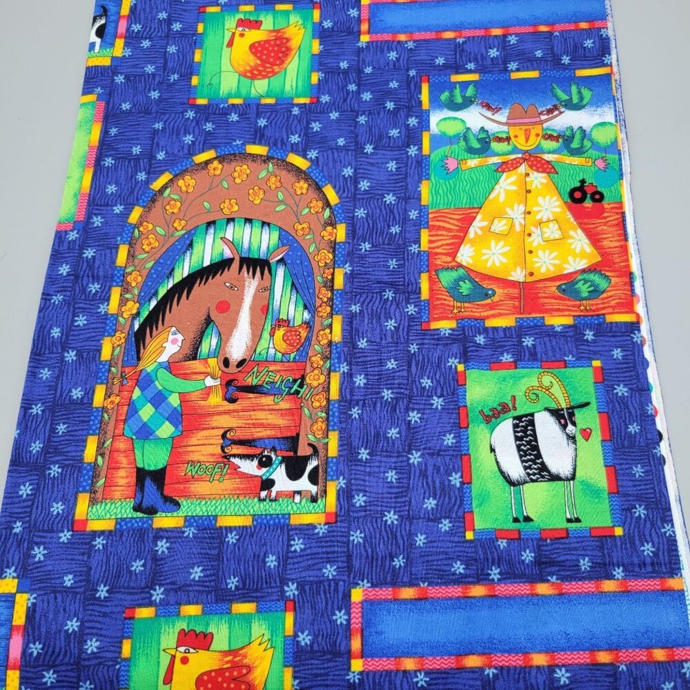 Farmyard Friends Fabric Cotton Rose & Hubble Licensed By Shared Earth 4 Yards